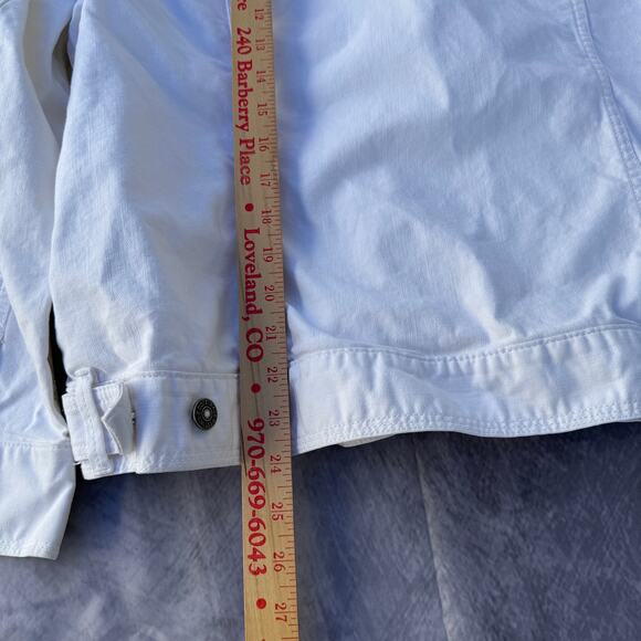Women's Eddie Bauer White Button Up Denim Jean Trucker Casual Jacket Sz XL - Picture 3 of 6